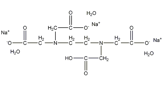 乙二胺-N,N,N',N'-四乙酸三钠盐三水结构式